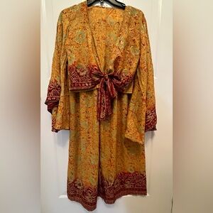 Floral Tie-Front Jumpsuit - Yellow and Red